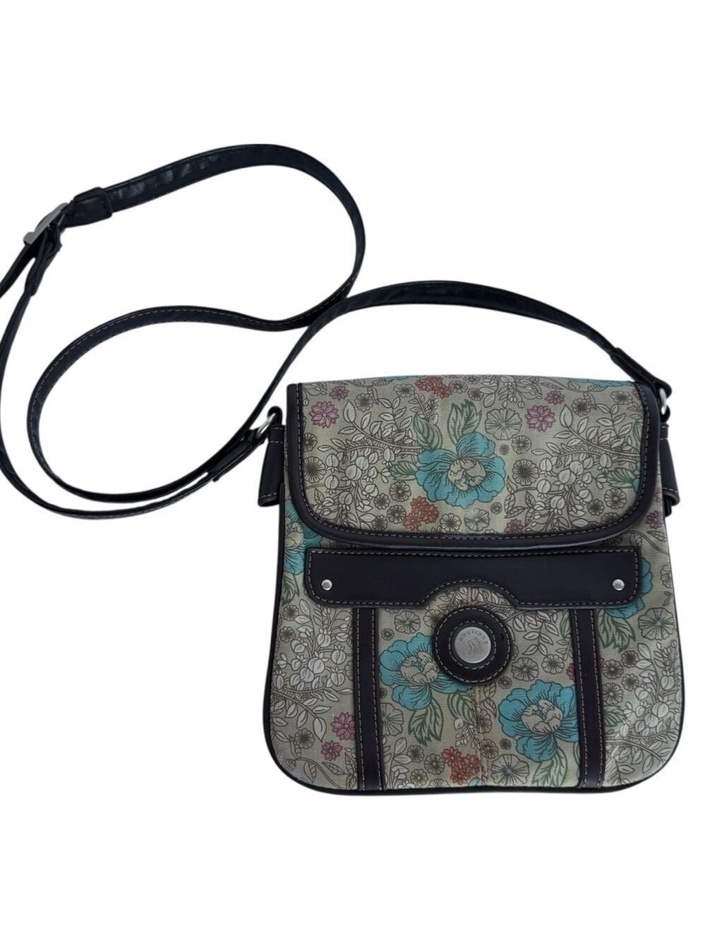 Mouflon Floral Crossbody Bag Small/Medium Leather Canvas Boho Flap Purse Pretty
